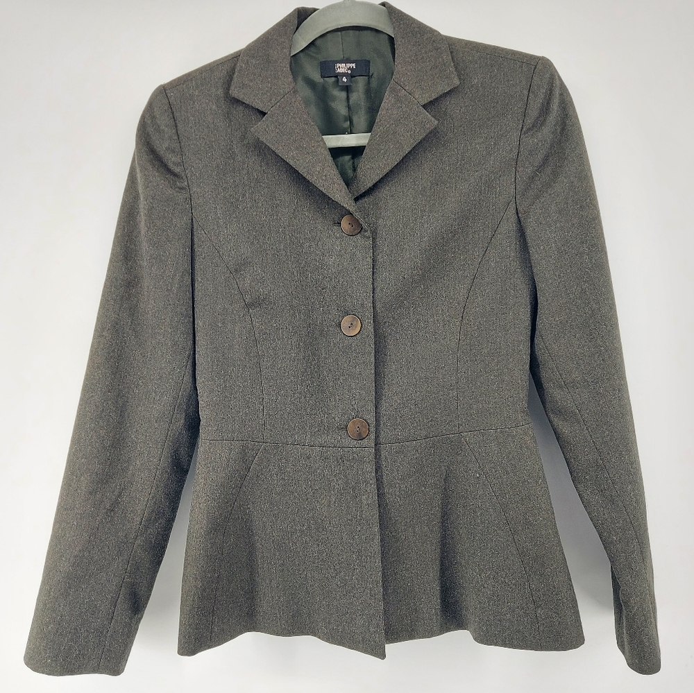 Philippe Adec Wool Khaki Blazer
